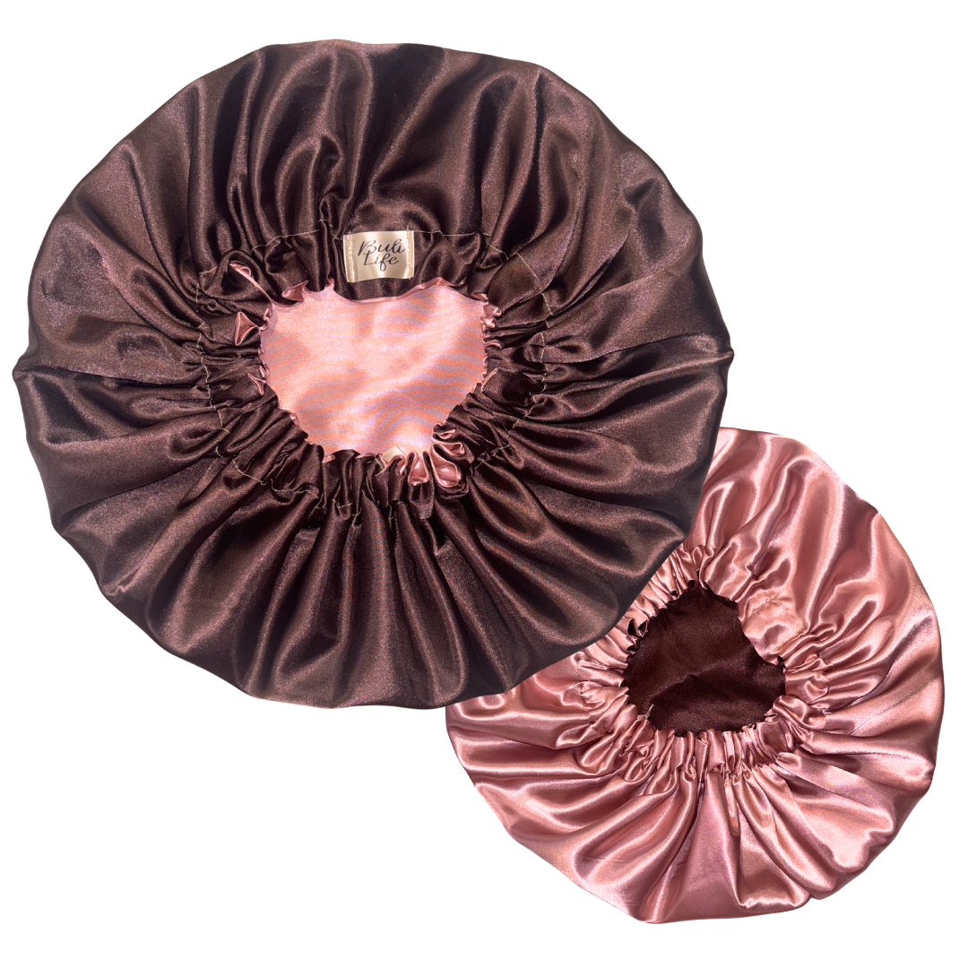 Brown & Mauve Reversible Bonnet