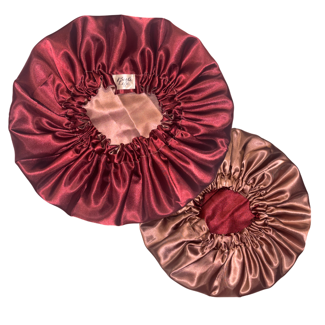 Burgundy & Mocha Reversible Bonnet