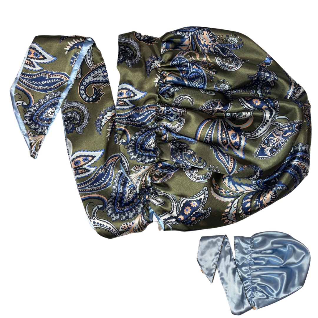 Green Paisley Tie Bonnet