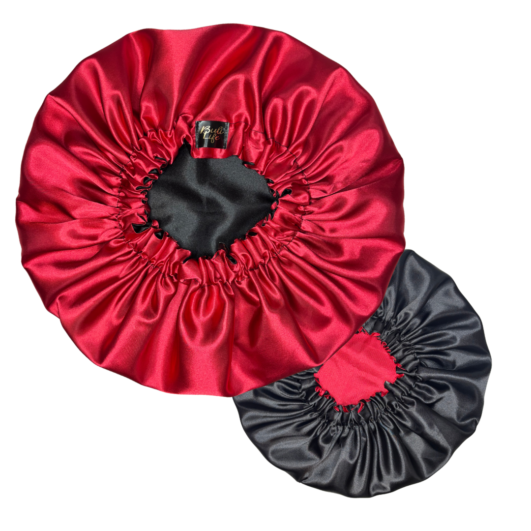Red & Black Reversible Bonnet