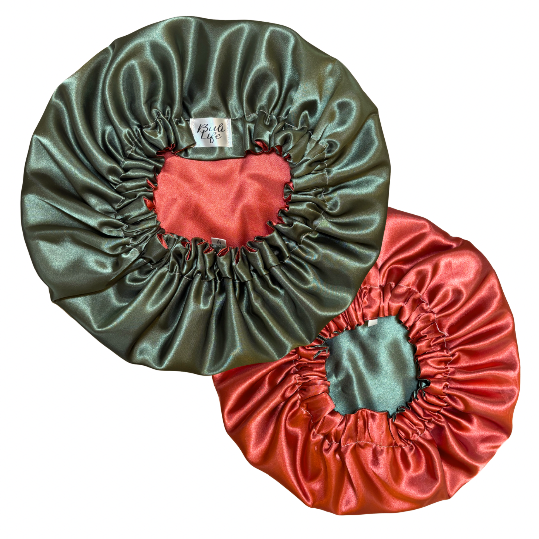 Olive Green & Rust Reversible Bonnet