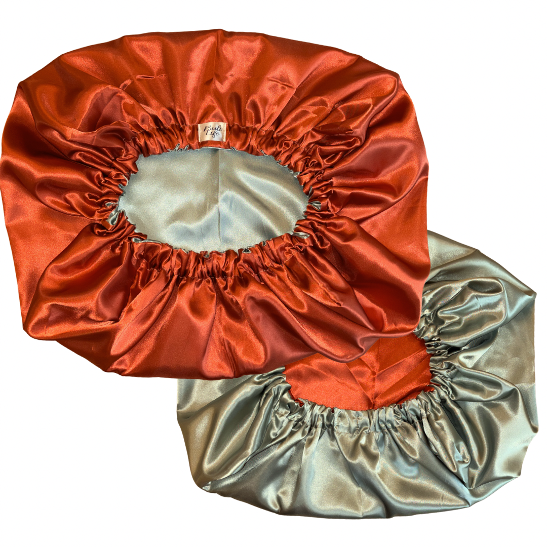 Rust & Sage Reversible Pillow Bonnet