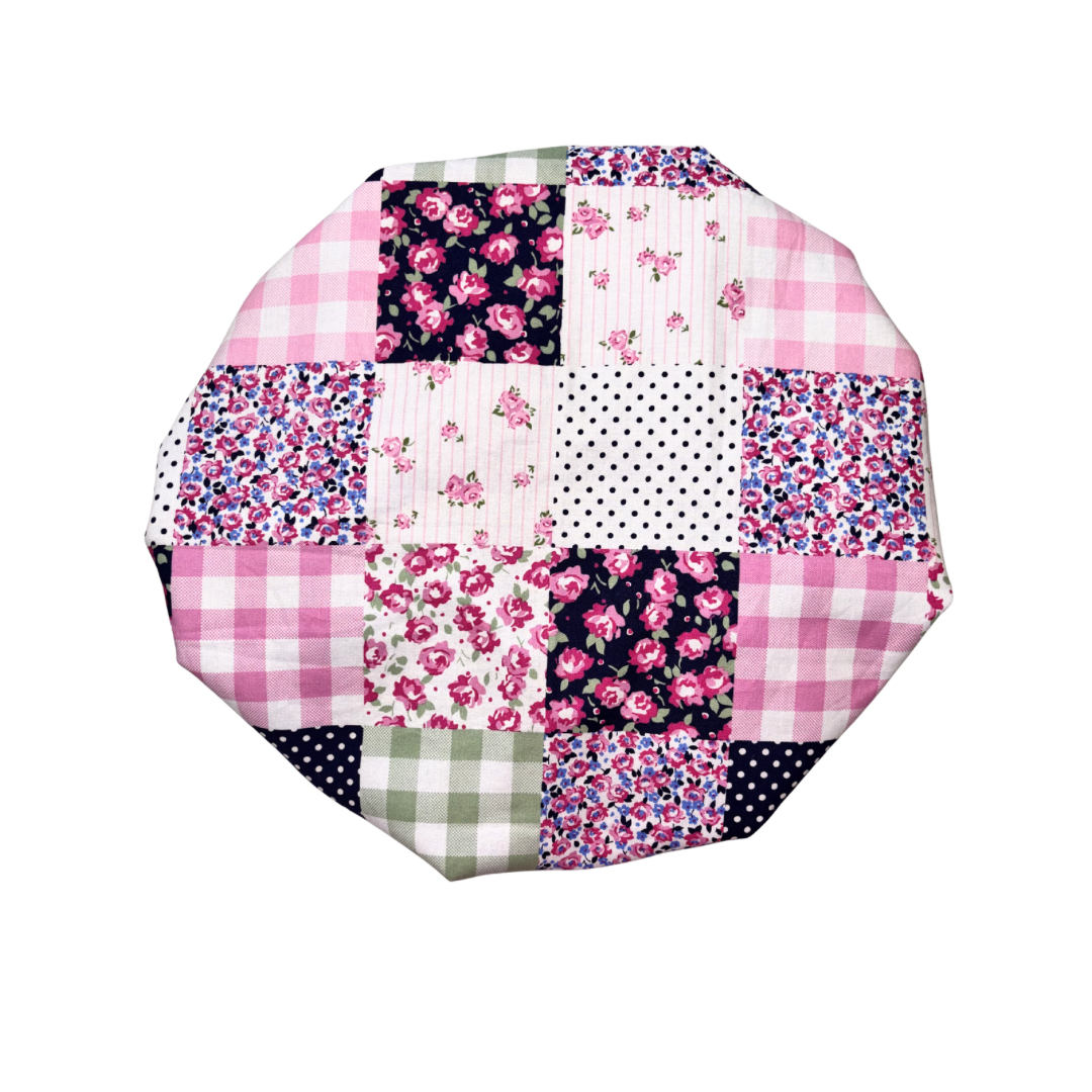 Patchy Pink Satin Lined Bonnet