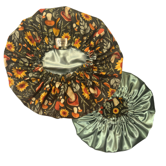 Fall Shrooms Satin Lined Bonnet