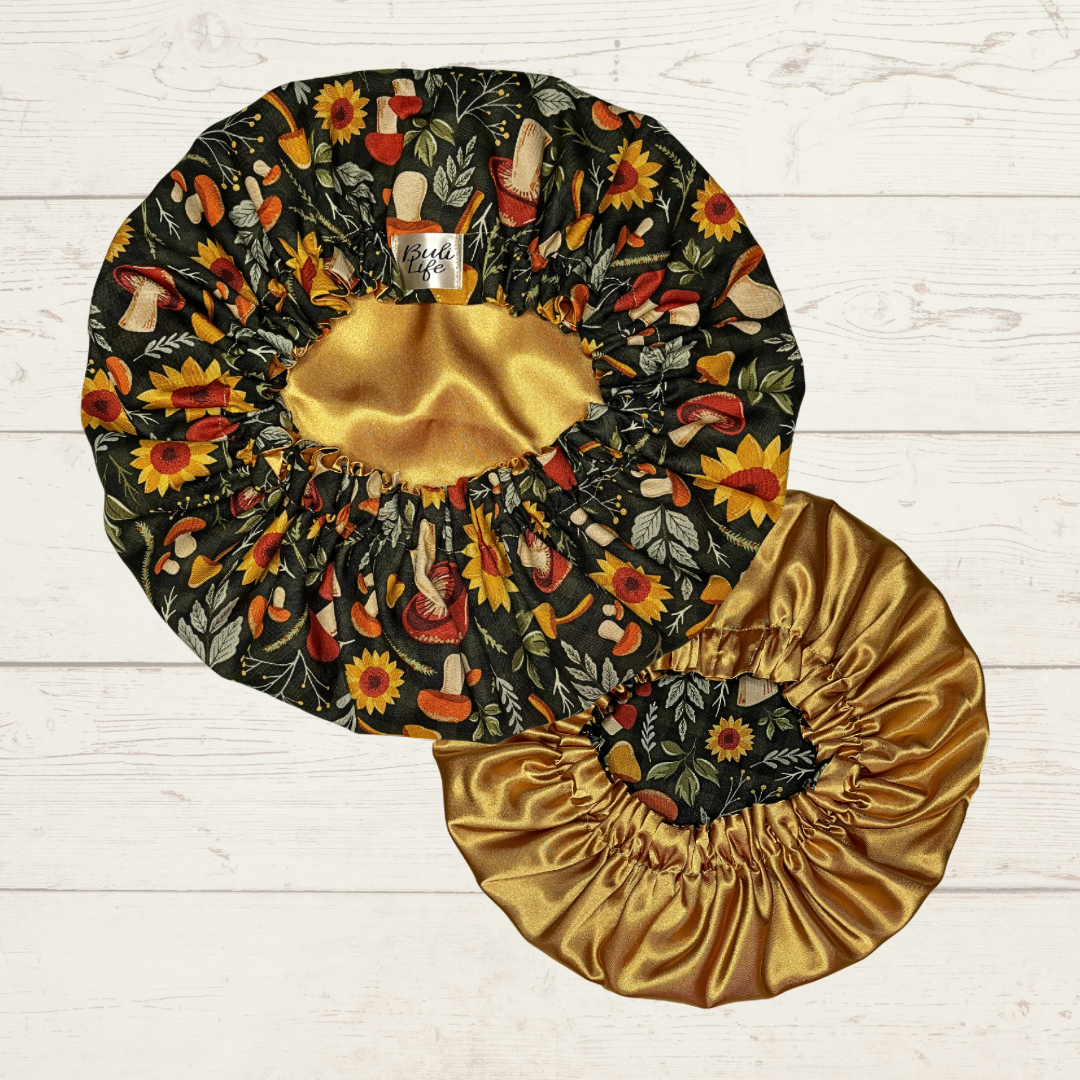 Fall Shrooms Satin Lined Bonnet