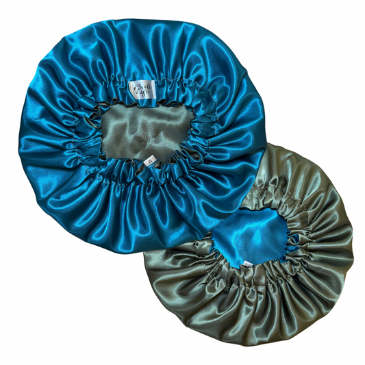 Teal & Olive Green Reversible Bonnet