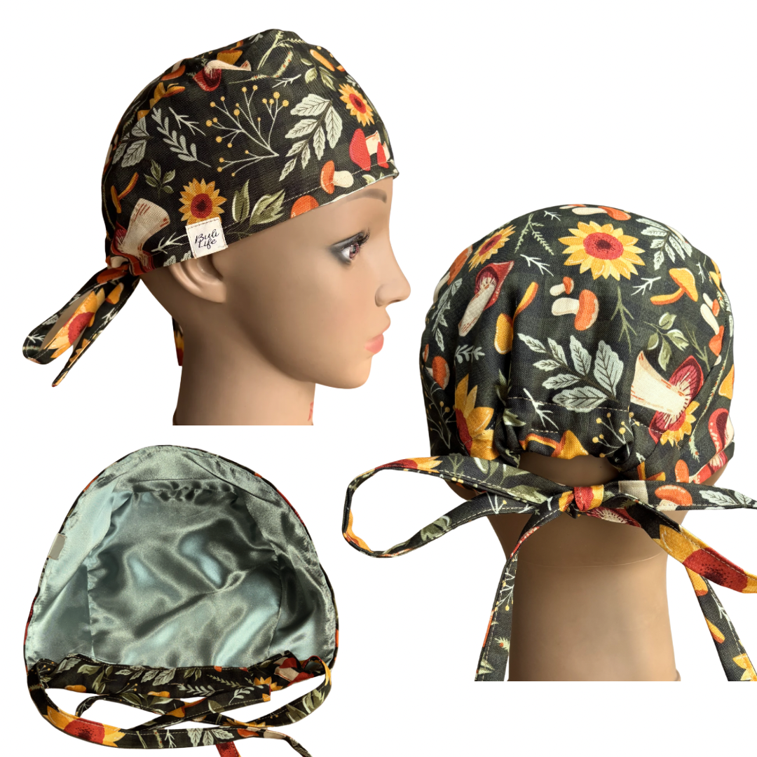 Fall Shrooms Scrub Cap
