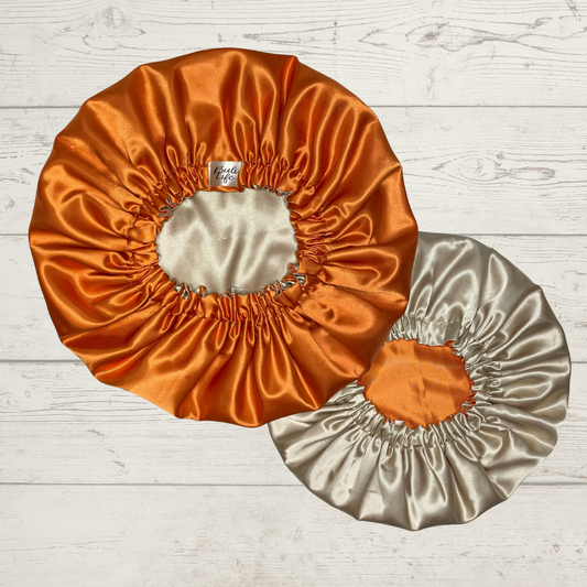 Orange & Beige Reversible Bonnet