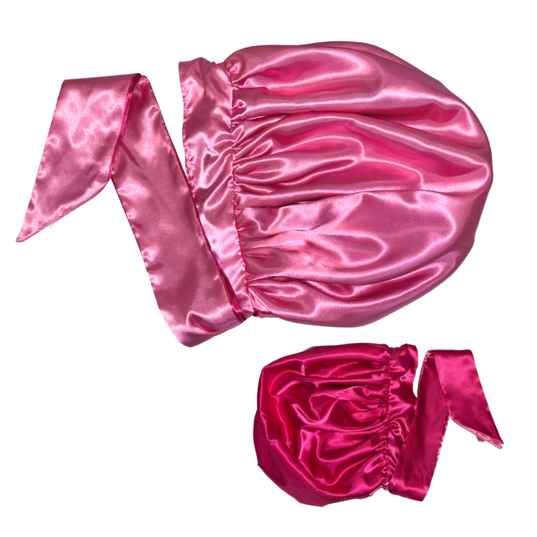 Pink & Hot Pink Tie Bonnet