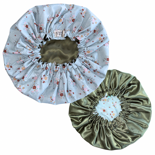 Blue Florals Satin Lined Bonnet