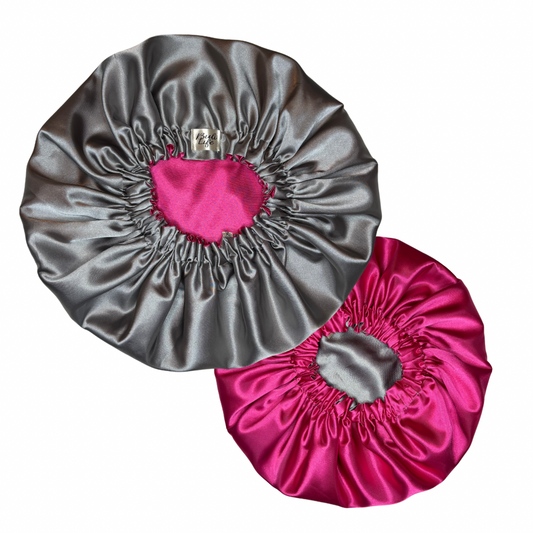 Silver & Hot Pink Reversible Bonnet