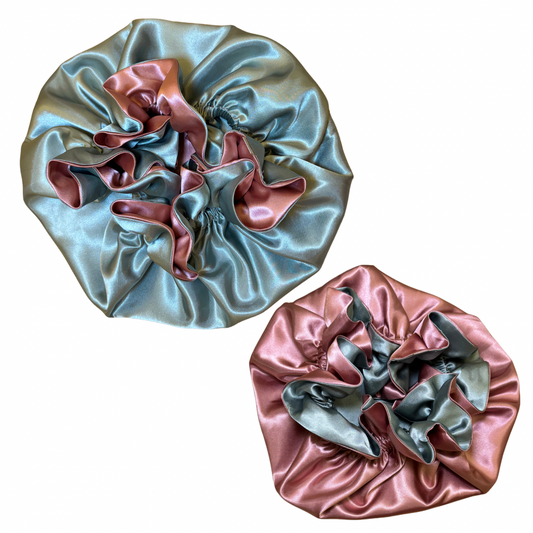 Sage & Mauve Frill Reversible Bonnet