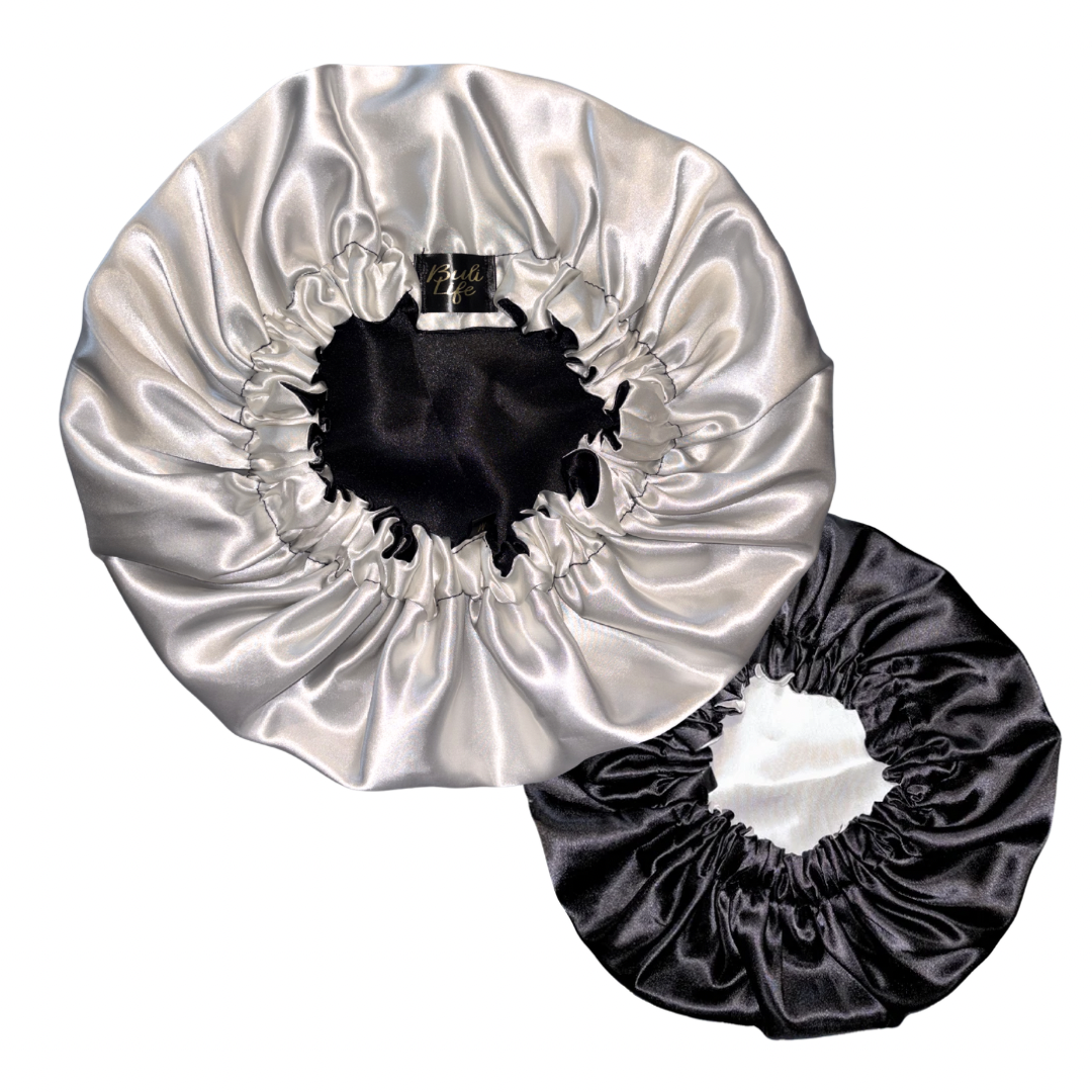 Ivory & Black Reversible Bonnet