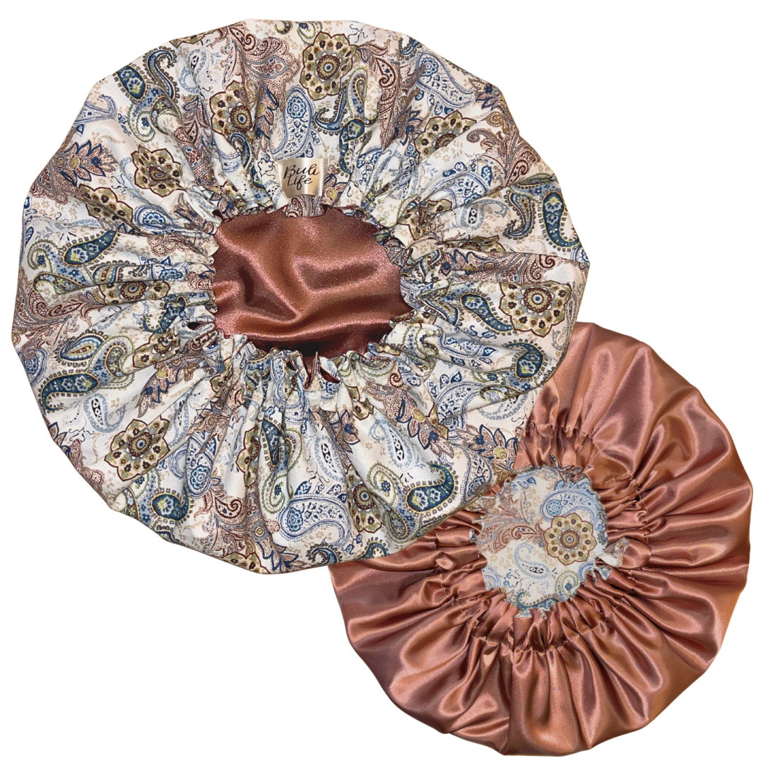 Mocha Paisley Satin Lined Bonnet