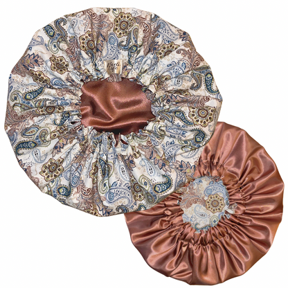 Mocha Paisley Satin Lined Bonnet