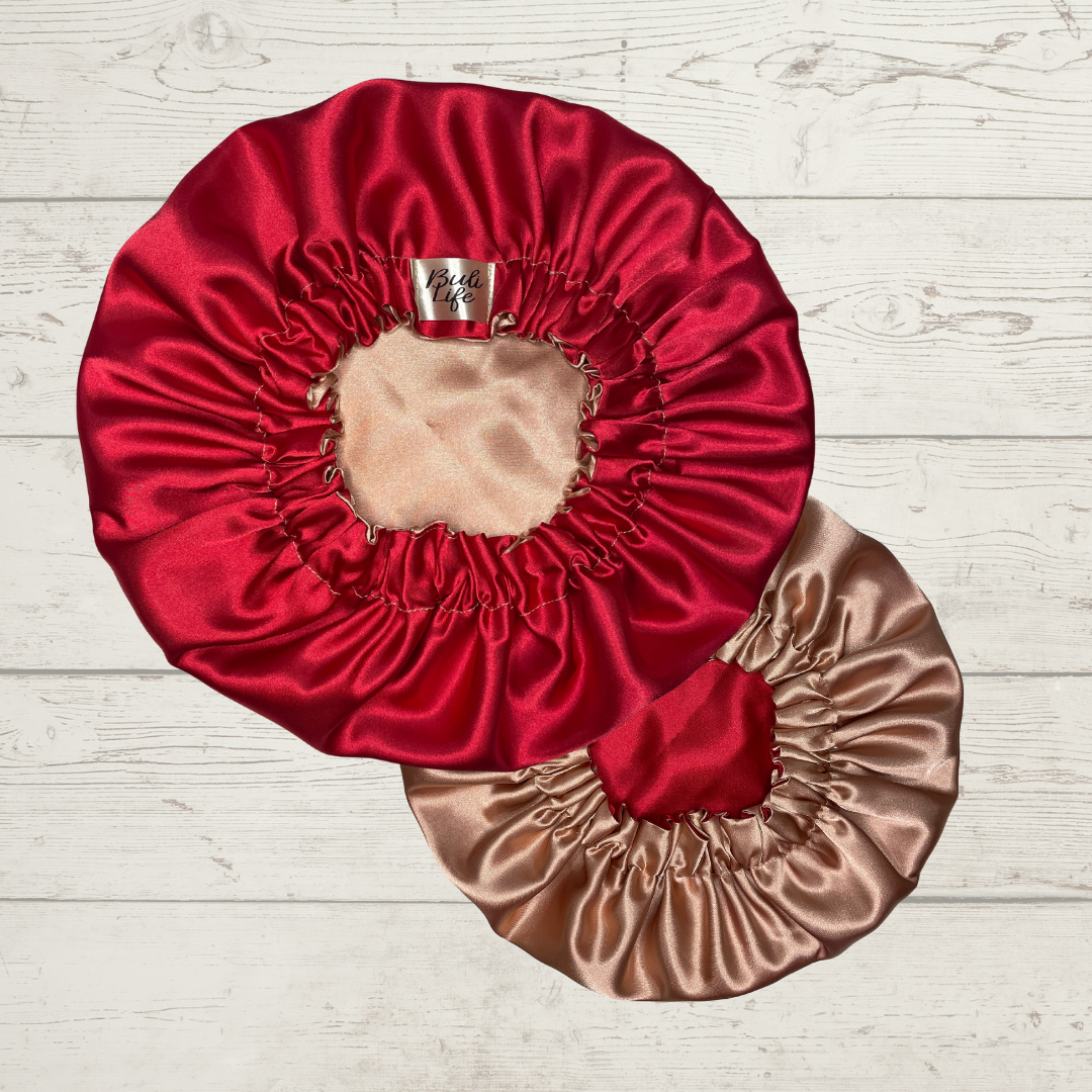 Red & Rose Gold Reversible Bonnet