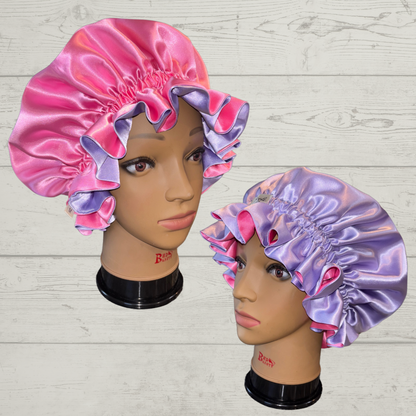 Beige & Sage Frill Reversible Bonnet