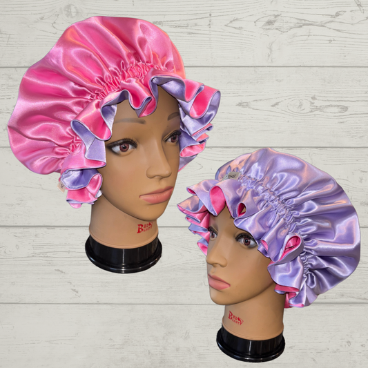 Custom Reversible Frill Satin Bonnet