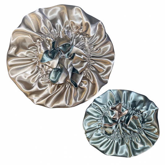 Beige & Sage Frill Reversible Bonnet