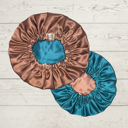 Mocha & Teal Reversible Bonnet