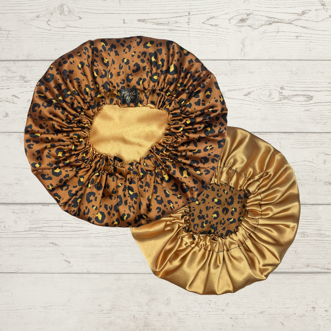 Golden Leopard Reversible Bonnet